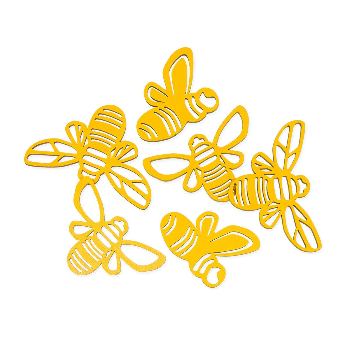 Streudeko Bienen gelasert Gelb 24 Stück Größe 35-65 mm