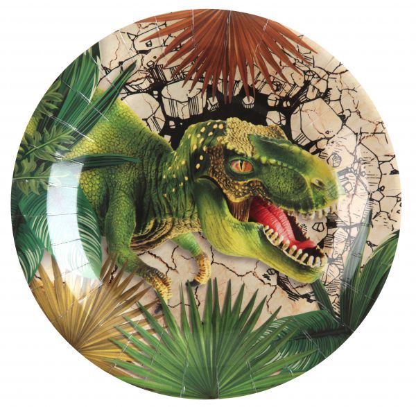 Papp-Teller Dinosaurier-Motiv mehrfarbig 10 Stück