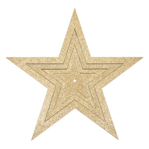 Sterne-Set Gold Glitter Sperrholz 4 Sterne 9-30cm