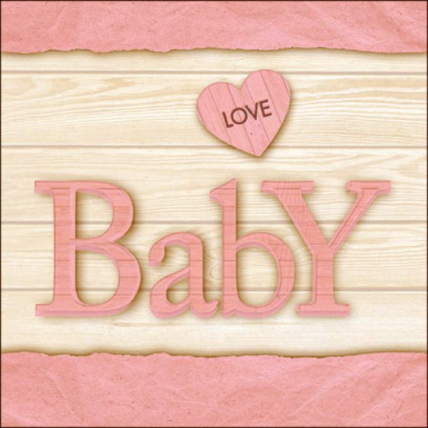 Serviette Baby Love Girl Rosa Creme 33x33cm 20er Pack
