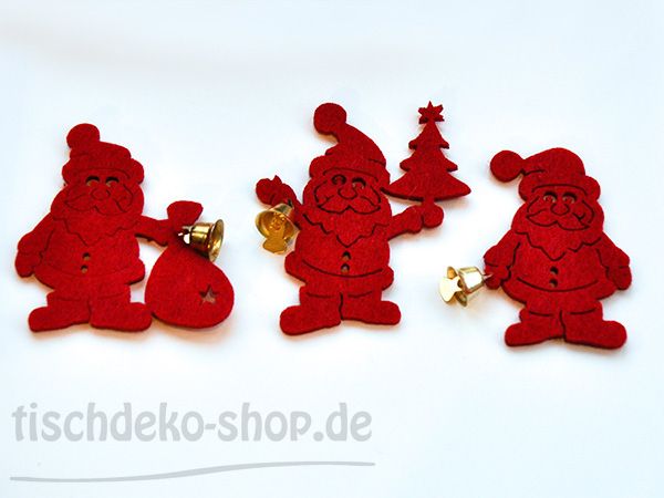 Nikolaus Santa Claus m. Glöckchen Filz Rot 7,5x5cm bei Tischdeko-Shop.de