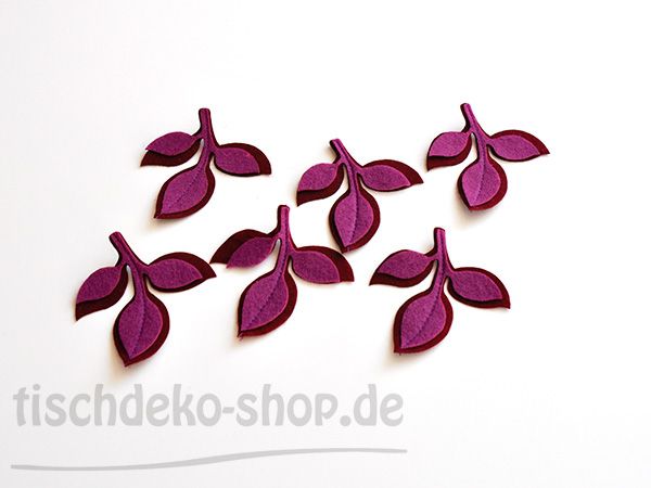 Blätter Filz 10x10cm 2-farbig Bordeaux/Flieder