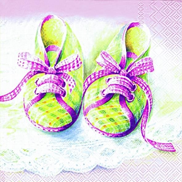 Serviette Baby Shoes rose 33x33cm 20er Pack
