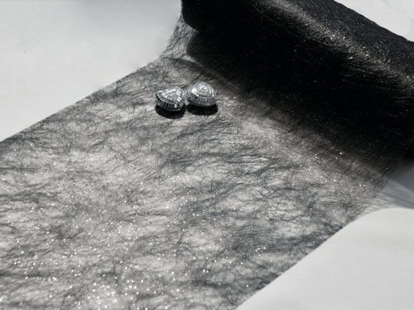 Sizoflor Tischband Schwarz Glitter 25m-Vorteilsrolle 30cm