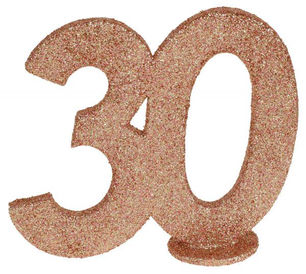 Jubiläums-Zahl 30 Aufsteller Rosé-Gold Glitter 10cm