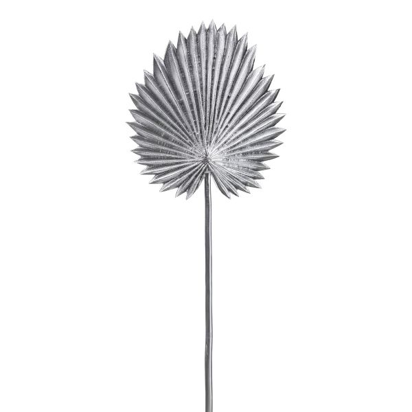Deko-Palmblatt mit Stiel Silber 44 cm