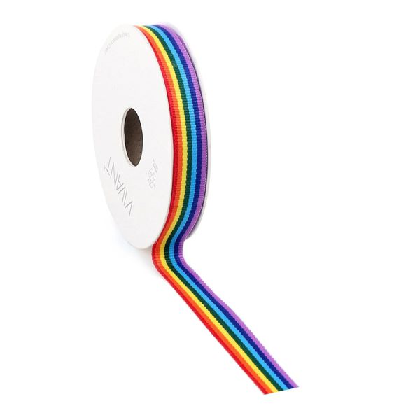 Dekoband Schleifenband Regenbogen 15mm 15m-Vorteilsrolle