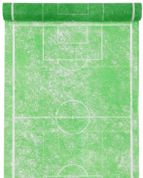 Tischläufer Vlies 0,30 x 5 m Grün mit Fußball-Feld-Motiv