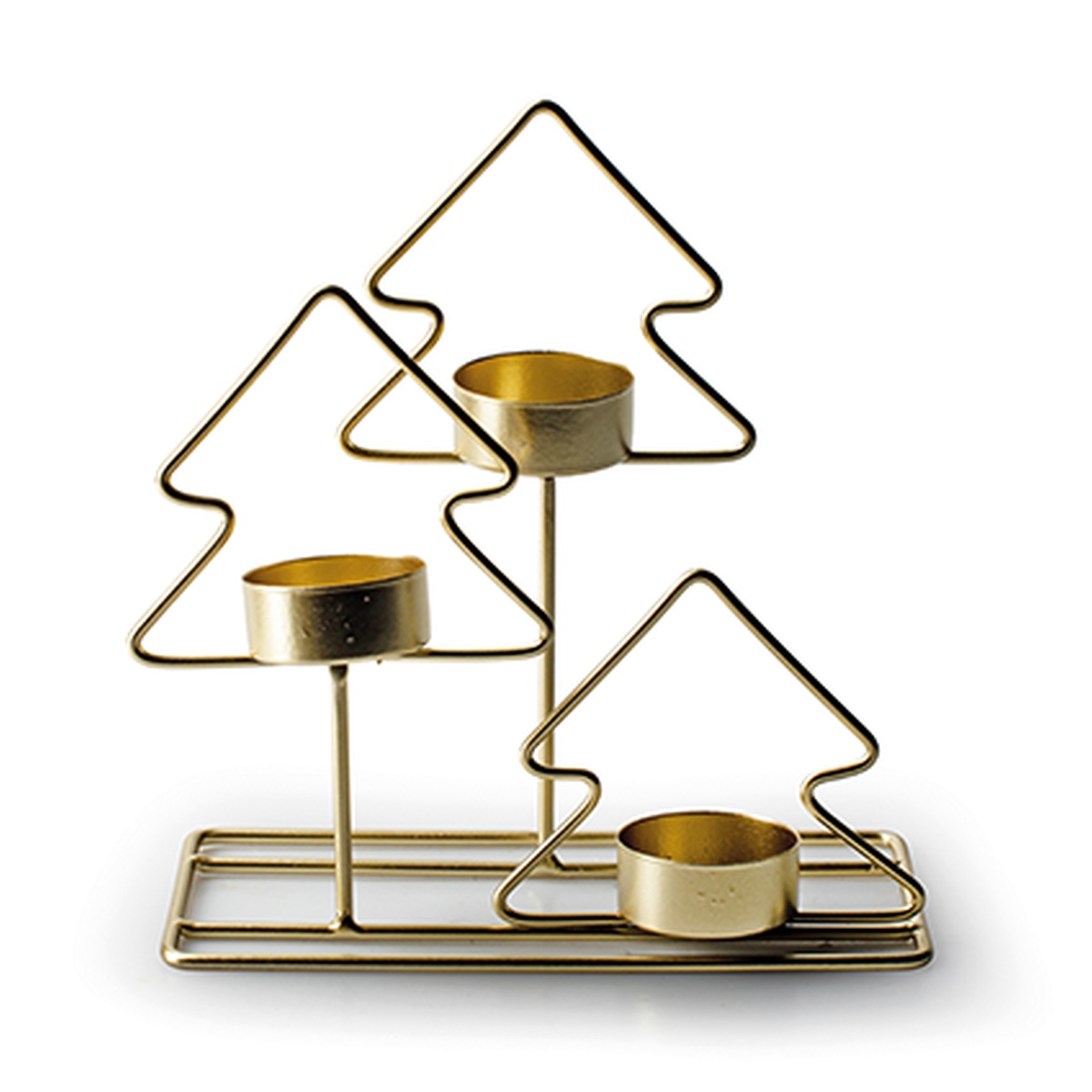 3 Gold Teelichthalter Weihnachtsbäume 18cm Teelichte für