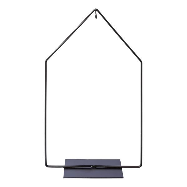 Tischaufsteller PRESENTER Haus-Form mit Haken Metall Schwarz 30cm
