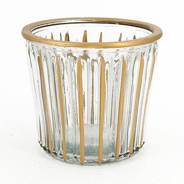 Vase Windlicht SHOOT mit goldenen Streifen 10,5cm