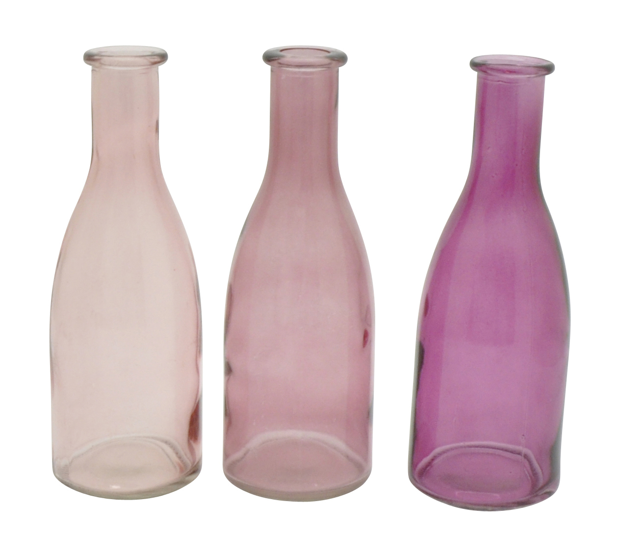 2 Glas Vasen in Flaschenform Glasvase Flaschenvase Blumenvase