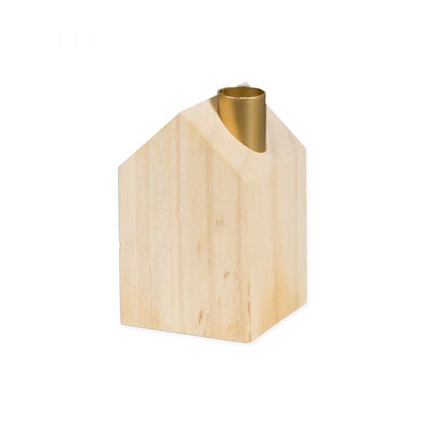 Kerzenhalter in Hausform für Stabkerzen Kiefer 7x12,5cm