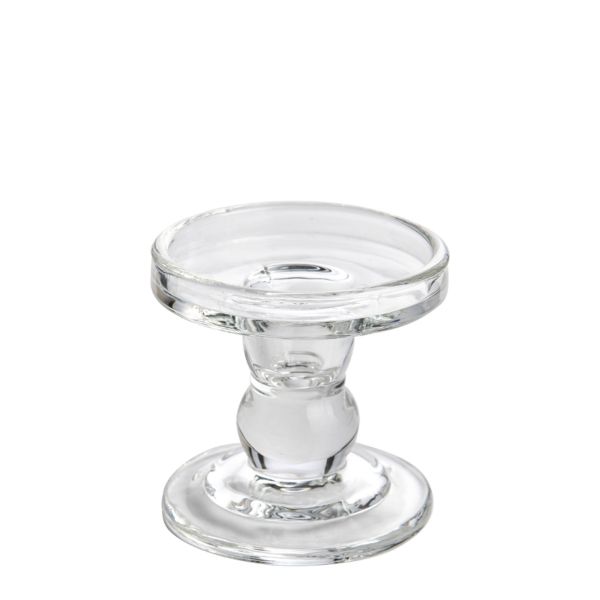 Dual-Kerzenständer für Spitzkerzen oder Stumpenkerzen Glas 9cm