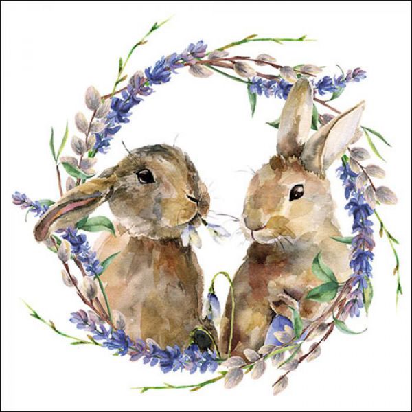 Motiv-Serviette Rabbit Wreath 33x33cm 20er Pack