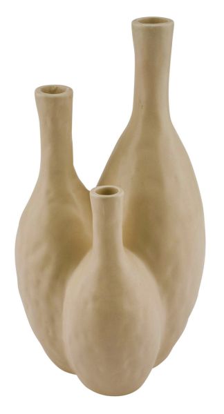 Dekorative Vase mit 3 Öffnungen Creme Keramik 32x17,5x15cm