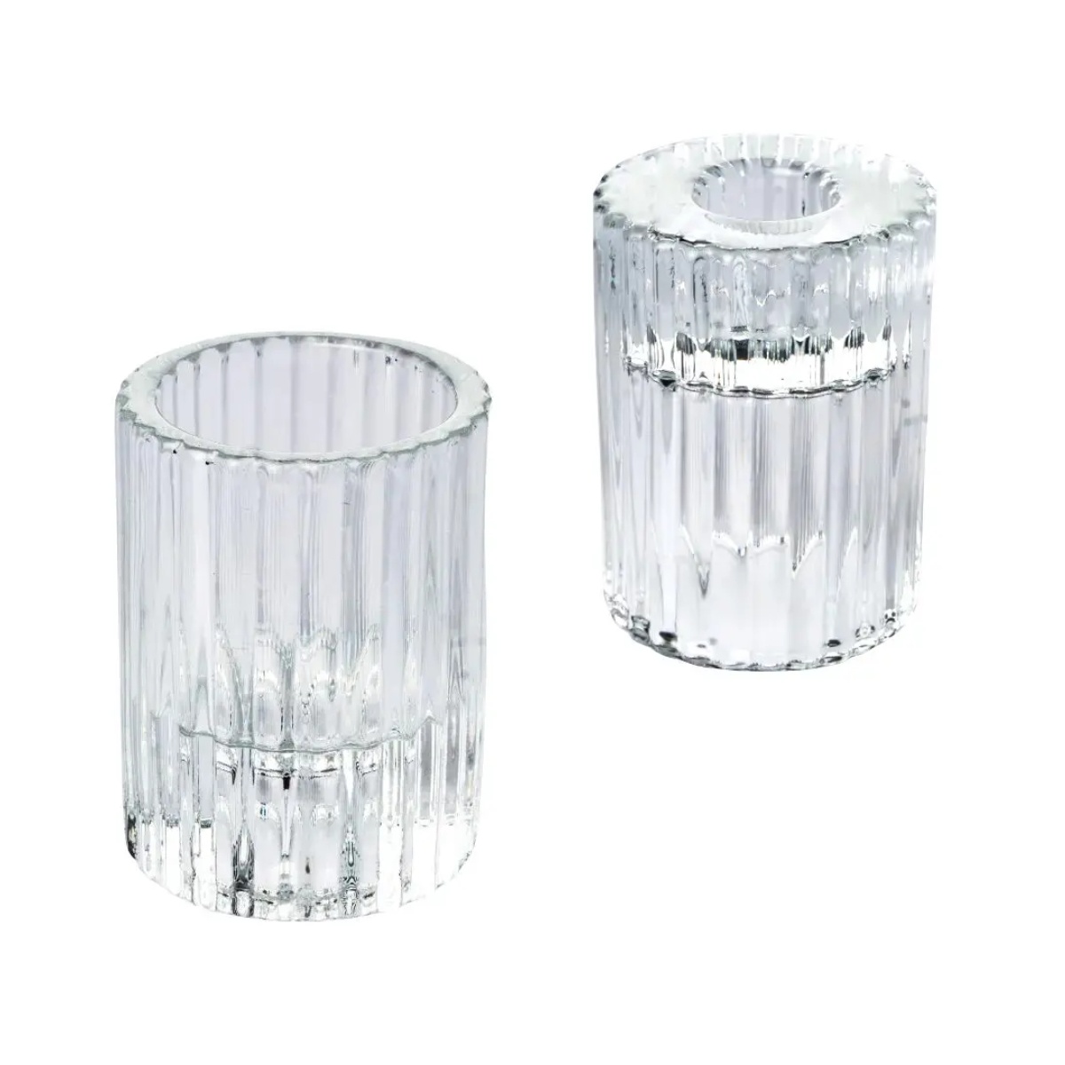 Kombi Teelichthalter Kerzenständer SHINE STRIPES Glas 77mm | Kerzenständer
