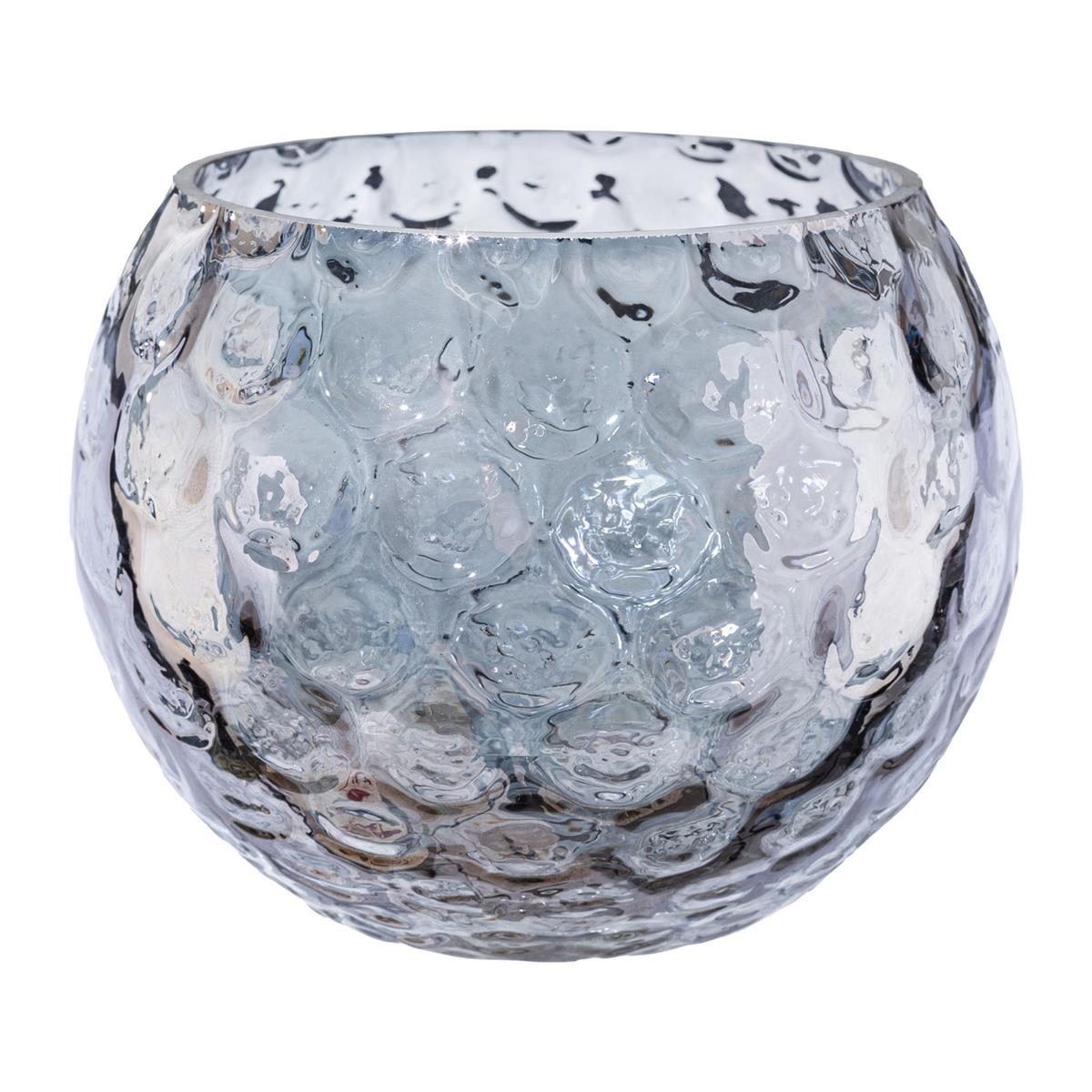 Windlicht Teelicht-Glas Vase 11 cm Rauch-Grau