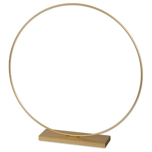 Deko-Ring Aufsteller mit Holzfuß Gold 35cm
