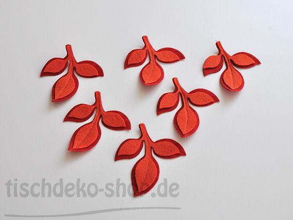 Blätter Filz 10x10cm 2-farbig Rot/Orange