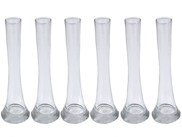 Glas-Vase für 1-3 Blüten 26cm hoch mit massivem Fuß 6er Pack bei Tischdeko-Shop.de