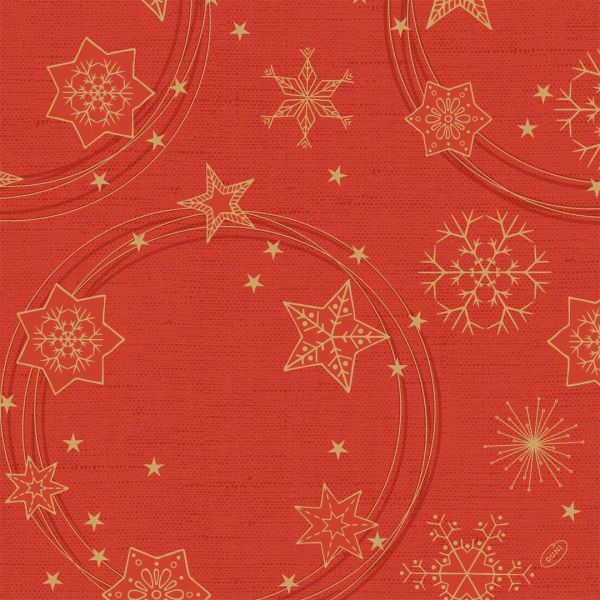 Weihnachts-Serviette Star Shine Red Klassik 40cm 4-lagig 50er Pack