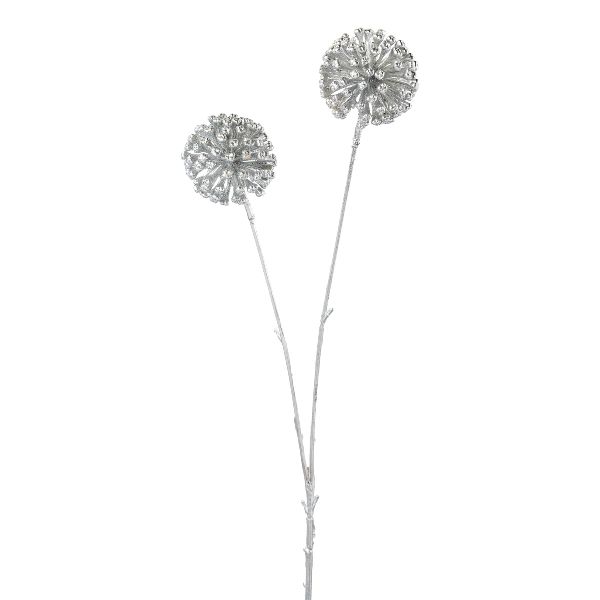 Allium Kunstblume Silber 2 Blütenköpfe 55 cm