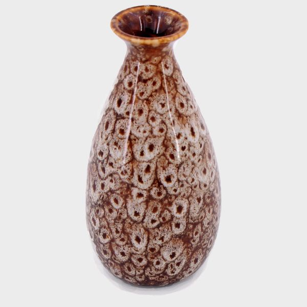 Solitär-Vase Tropfenform Keramik Braun Creme 15cm