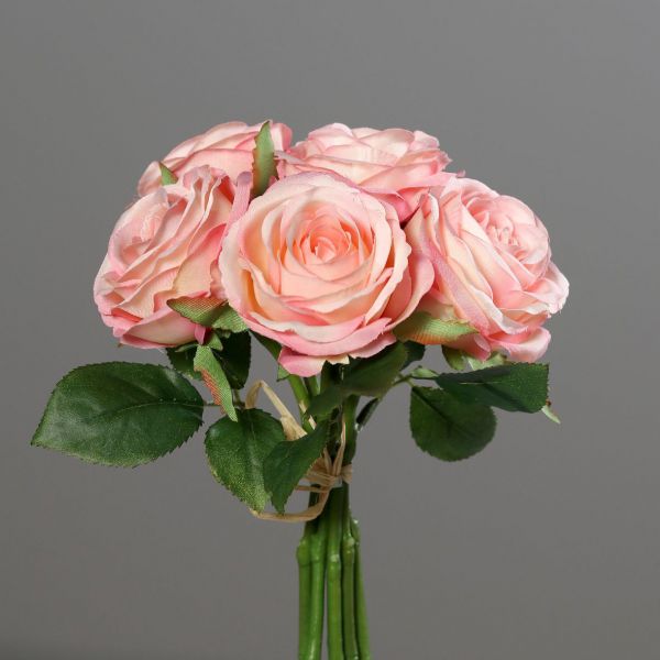 Rosenstrauß Rosa Apricot 6 Blüten D 17 cm bei Tischdeko-Shop.de