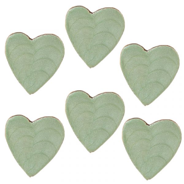 Streudeko-Herzen Holz Hellgrün lackiert 5cm 6er-Vorteilspack
