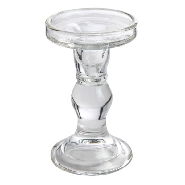 Dual-Kerzenständer für Spitzkerzen oder Stumpenkerzen Glas 14,5cm