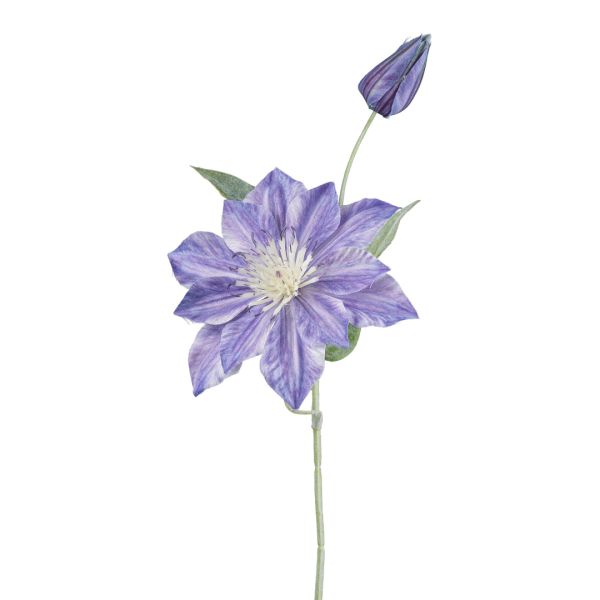 Kunstblume Clematis mit blauer Blüte und Knospe 45 cm