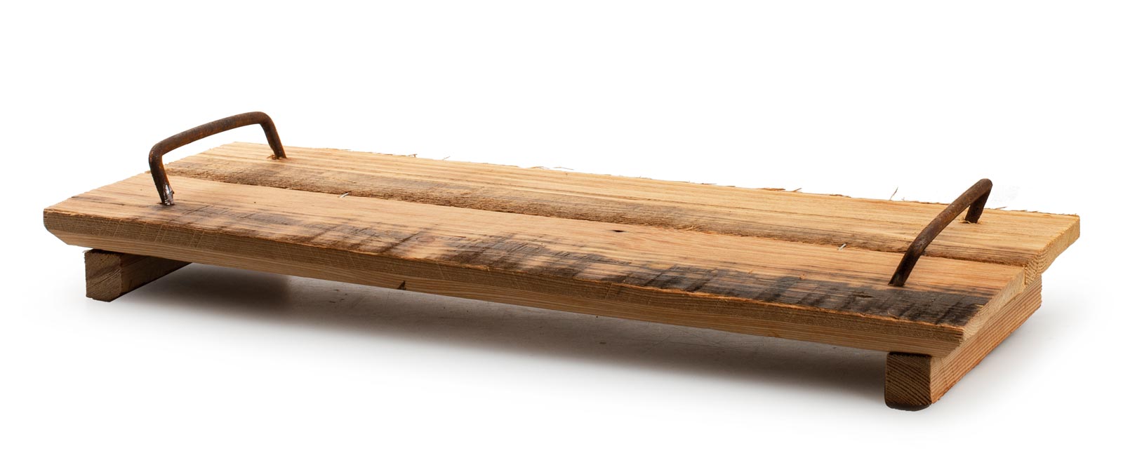 Rustikales Holztablett mit Griffbügeln 46x19 cm | Tabletts