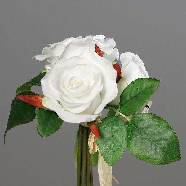 Rosenstrauß Weiß 3 Blüten D 16 cm bei Tischdeko-Shop.de