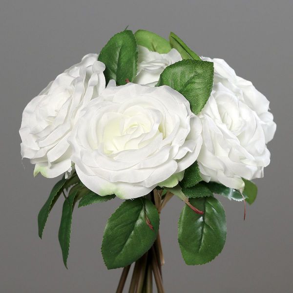 Rosenstrauß Weiß 7 Blüten D 23 cm bei Tischdeko-Shop.de