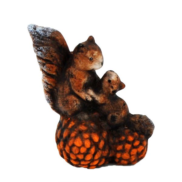 Dekofigur Eichhörnchen auf Zapfen Keramik Braun 13cm