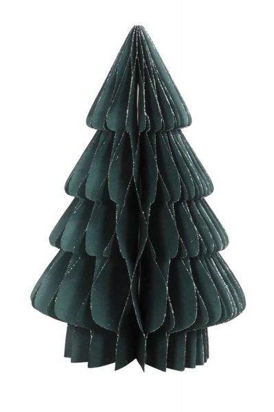 Weihnachtsdeko Papierbaum Dunkelgrün Petrol faltbar 30cm