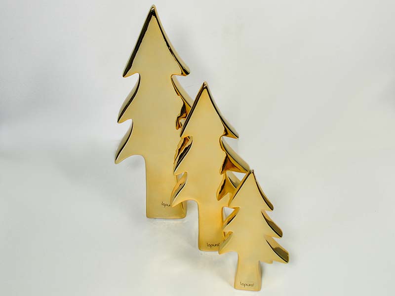 Weihnachtsdeko Porzellan Tannenbaum Gold