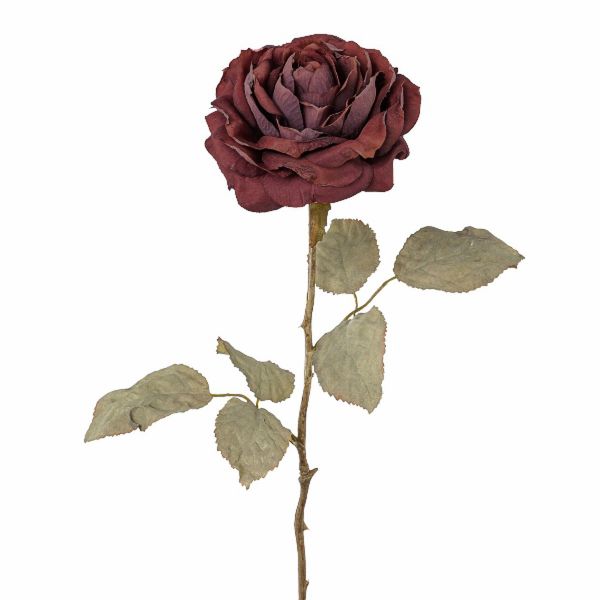 Rose Bordeaux Seidenblume Trockenblumen-Look 56cm bei Tischdeko-Shop.de