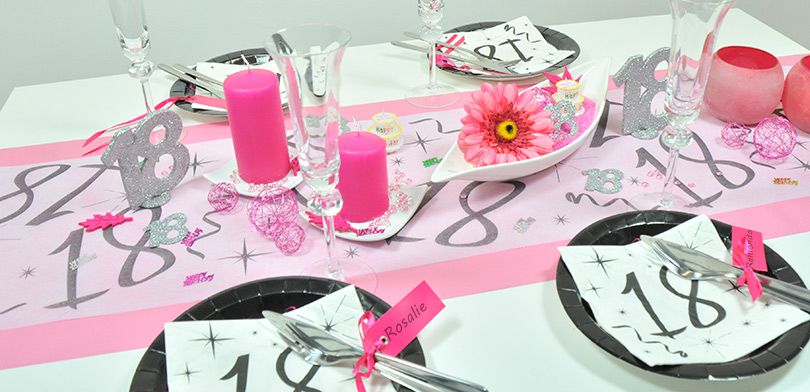 Geburtstag Party Teller prismatisch schwarz rosa  Tisch Deko Dekoration 30