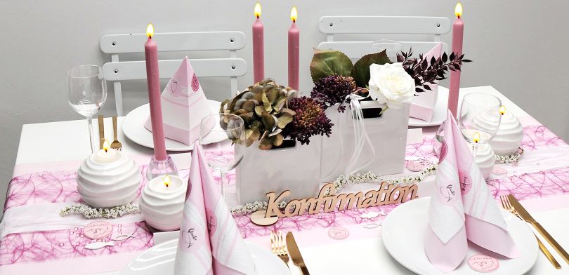 2 x Tischaufleger rosa,Tischdeko Tischdekoration Kommunion Konfirmation Hochzeit 