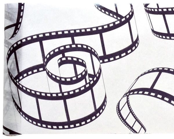 Tischläufer Kino mit Filmstreifen-Druck Weiß Vlies 30cm x 5m