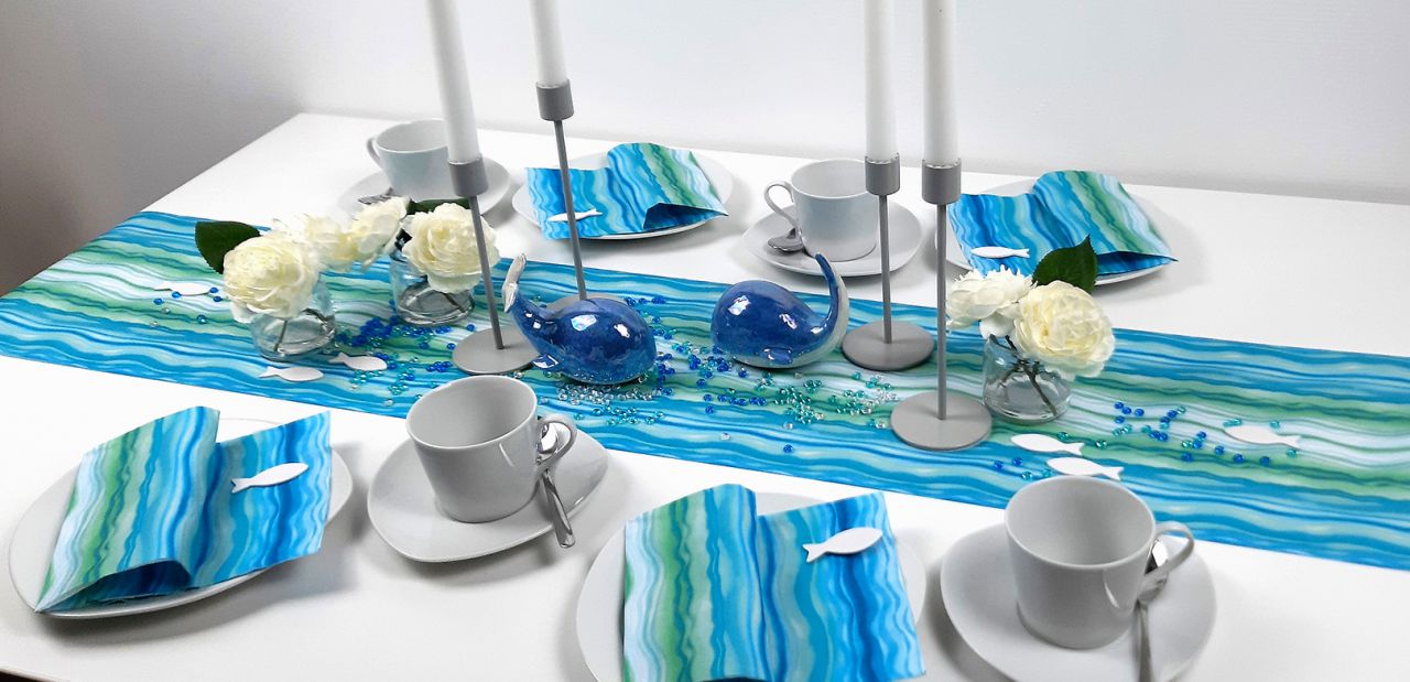 Teelichthalter *Fische* für 2 Teelichter 36 x 10 x 2,4cm maritime Tischdeko
