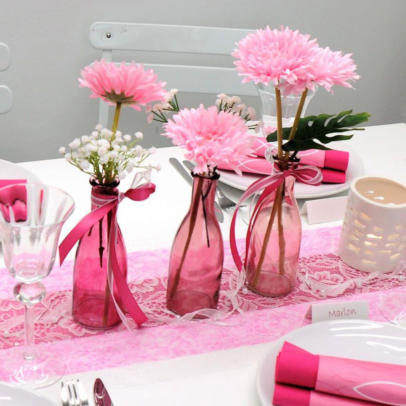 Pretty Pink zur Taufe Tischdekoration in