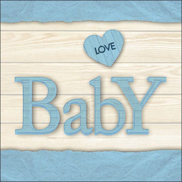 Serviette Baby Love Boy Hellblau Creme 33x33cm 20er Pack