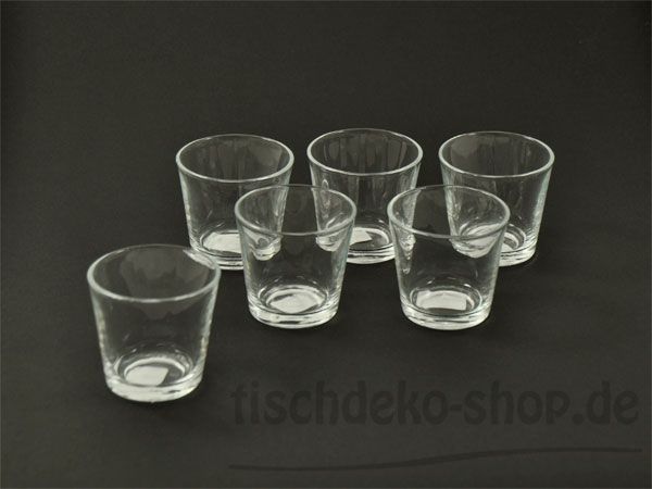 Teelichthalter Glas Ø 7cm x H7cm cm 6er Vorteils-Set konisch