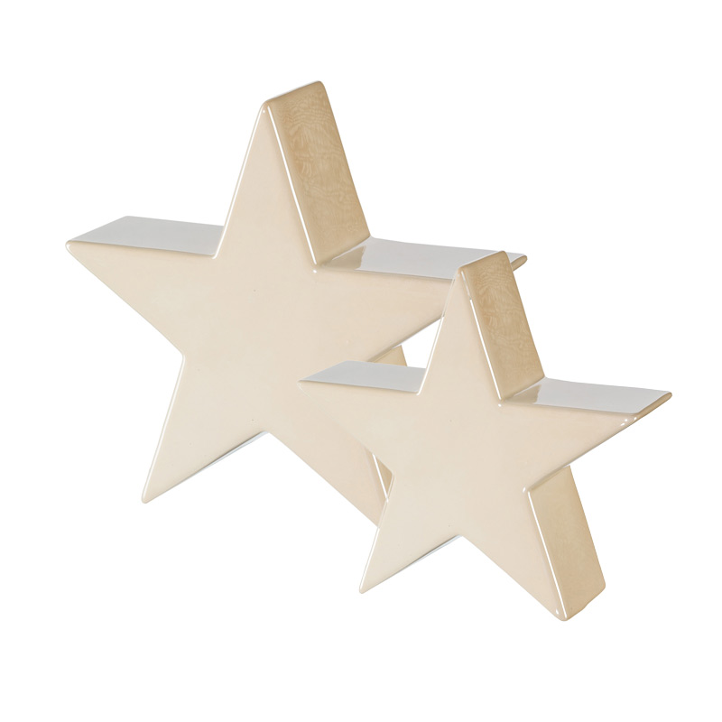 Stern Weiß Glitter stehend Keramik 19 cm Weihnachtsdeko