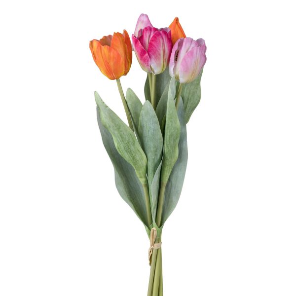 Tulpenbund Orange Pink Rosa 5 Stiele 48cm Dauerfloristik
