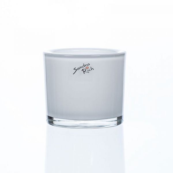 Teelichthalter Vase Glas Weiß rund  8x8x8 cm bei Tischdeko-shop.de