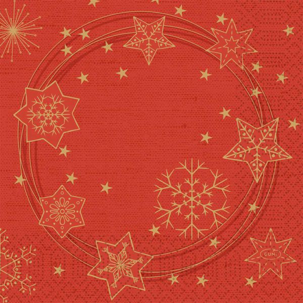 Weihnachts-Serviette Star Shine Red 33 cm 3-lagig 50er Pack